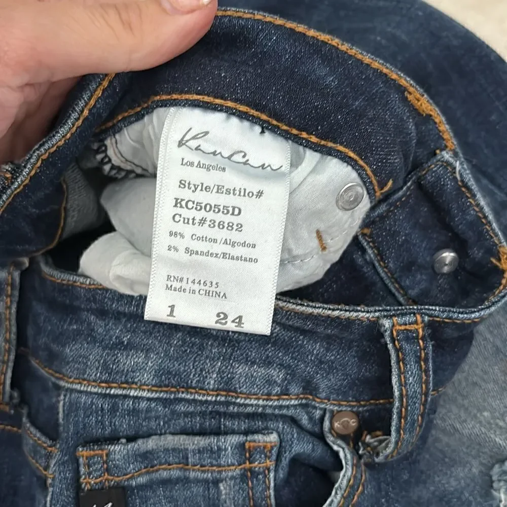 Kancan dark denim distressed jeans size 24 New without tags